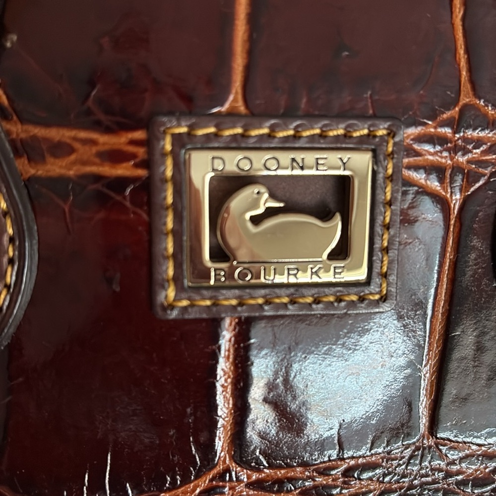 Dooney & Bourke Brown Crocodile-Embossed Handbag - Picture 2 of 6